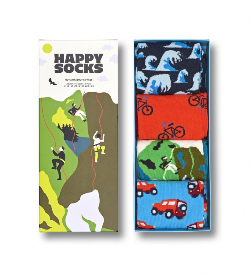 Happy Socks 4-Pack Out And About Socks Gift Set Unisex Navy | Schweiz 25140QWET