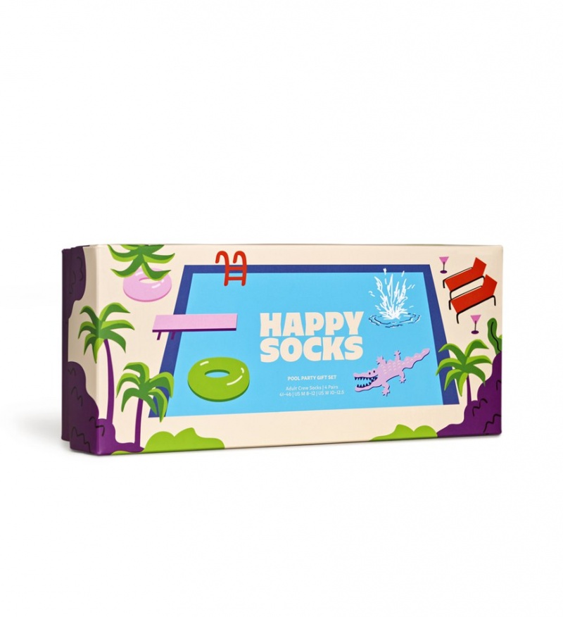 Happy Socks 4-Pack Pool Party Gift Sest Socken Unisex Weiß | Schweiz 87021DXVB