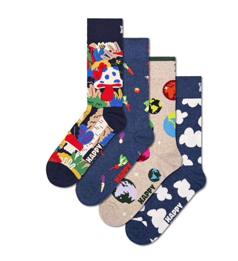 Happy Socks 4-Pack Wild And Free Socks Gift Set Unisex Navy | Schweiz 38490ONYE