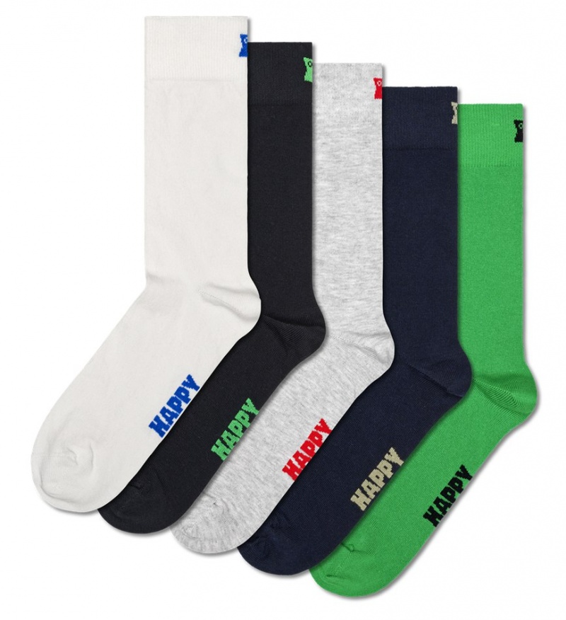 Happy Socks 5-Pack Solid Socken Unisex Weiß | Schweiz 02843RYBX