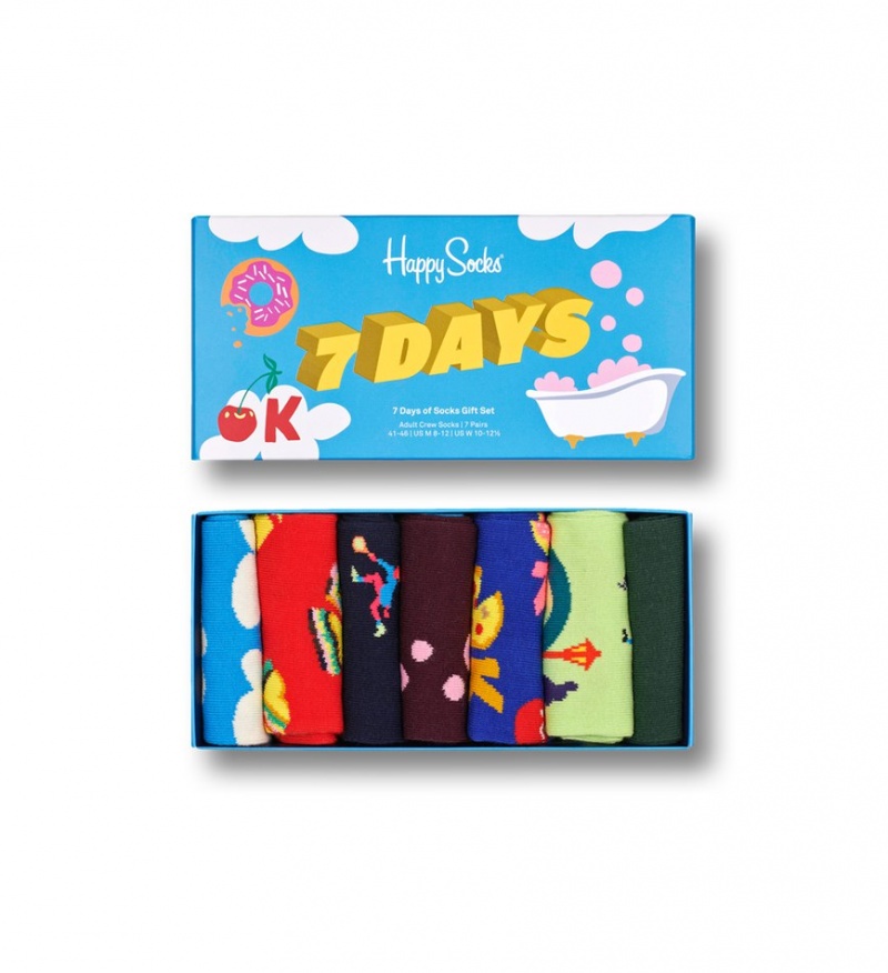 Happy Socks 7-Days 7 Day Socks Gift Set Unisex Hellblau | Schweiz 98315QITK