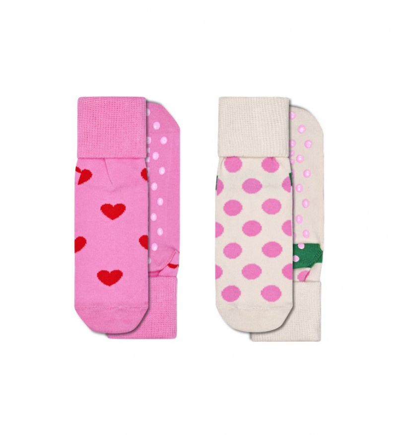 Happy Socks Antislip 2-Pack Heart & Big Dot Socken Kinder Mehrfarbig | Schweiz 95371KNXL