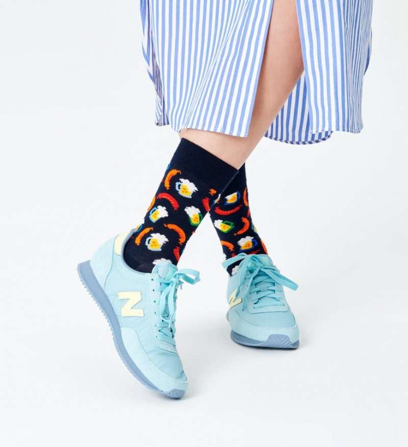 Happy Socks Beer And Sausage Socken Unisex Navy | Schweiz 90871BODH