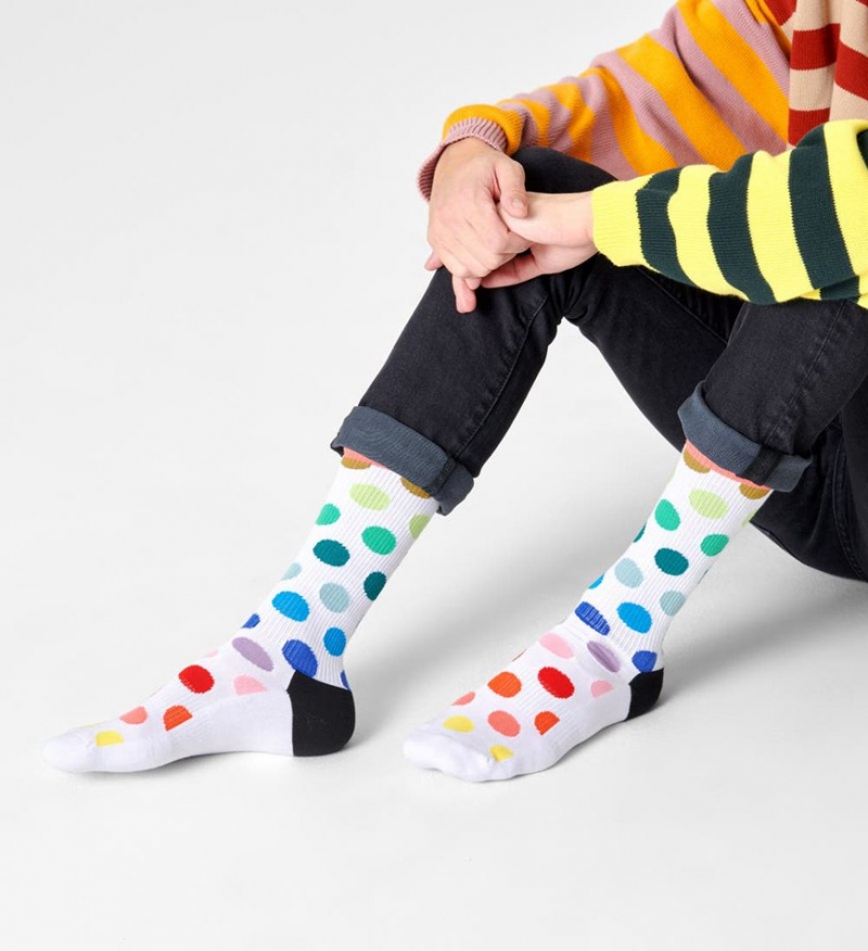 Happy Socks Big Dot Crew Socken Unisex Weiß | Schweiz 56038XQJU