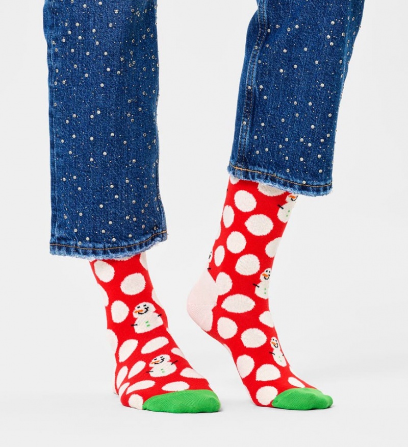 Happy Socks Big Dot Snowman Socken Unisex Rot | Schweiz 14703FUNL