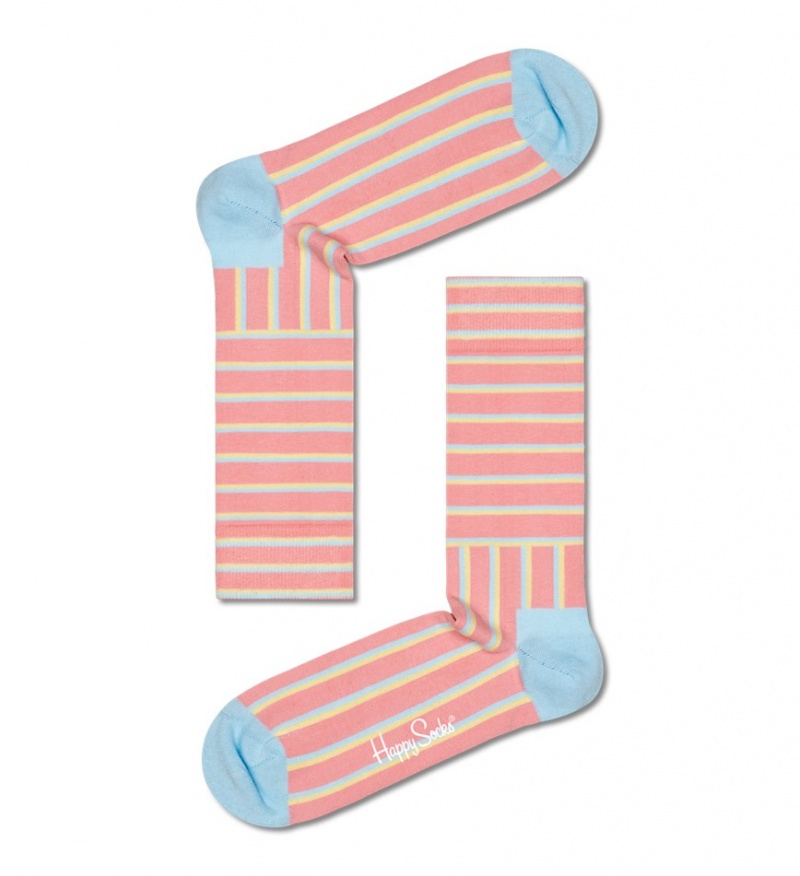 Happy Socks Blocked Stripe Socken Unisex Hellrosa | Schweiz 63824IGBE