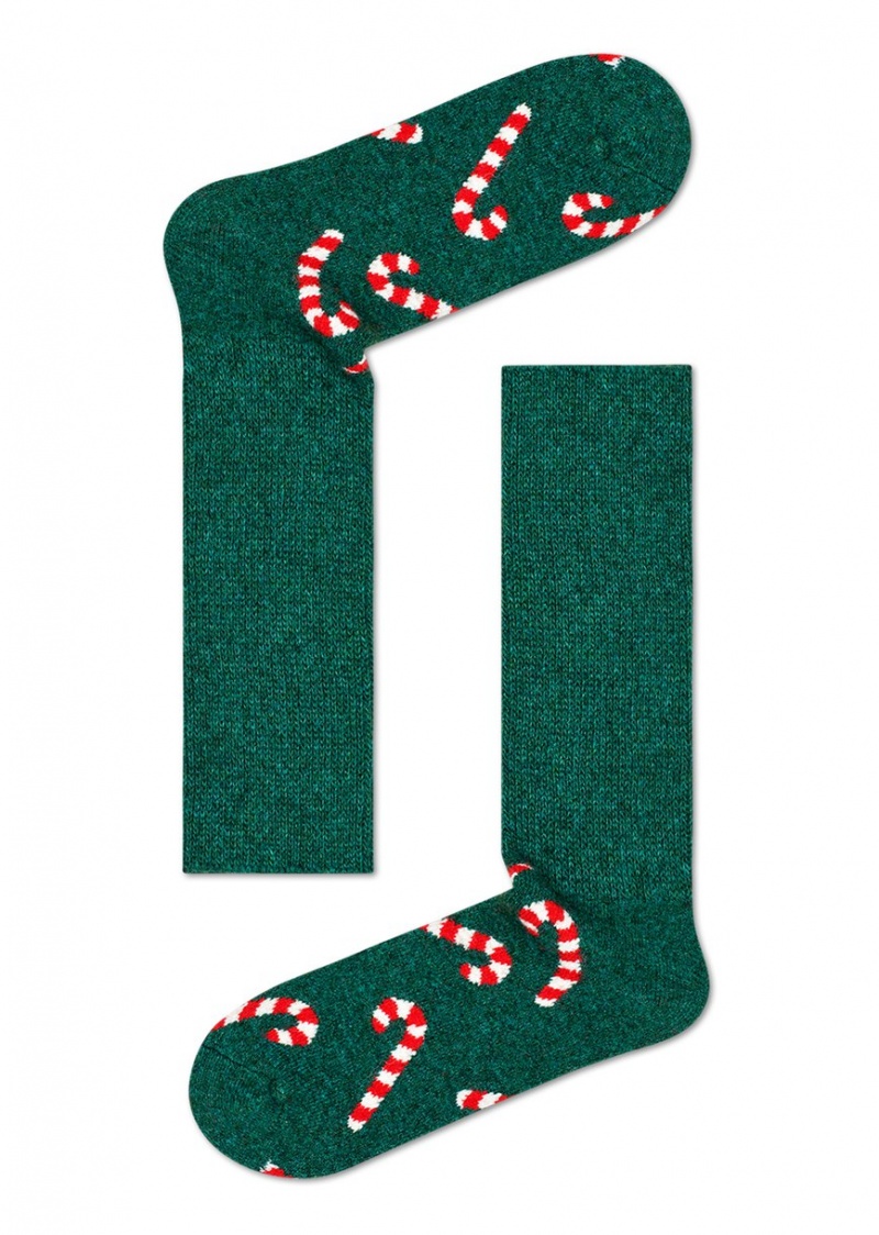 Happy Socks Candy Cane Cosy Socken Unisex Dunkelgrün | Schweiz 07394EVJA