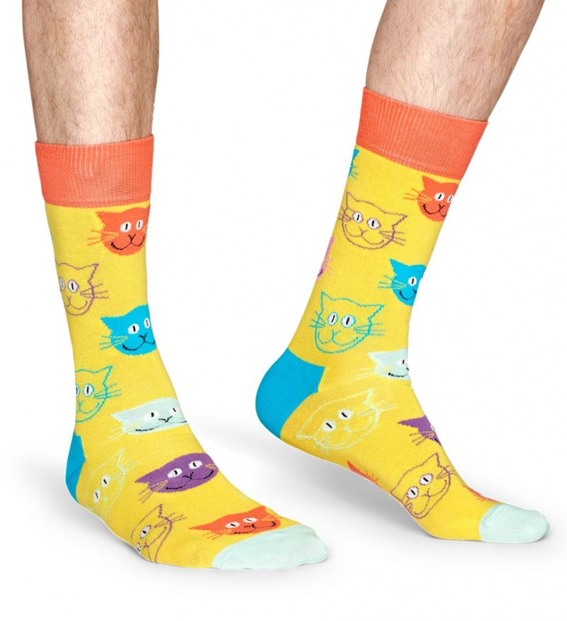 Happy Socks Cat Socken Unisex Hellgelb | Schweiz 34159SBUJ