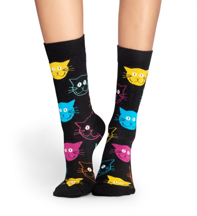 Happy Socks Cat Socken Unisex Schwarz | Schweiz 26370UBSG