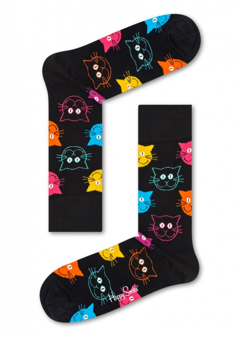 Happy Socks Cat Socken Unisex Schwarz | Schweiz 26370UBSG