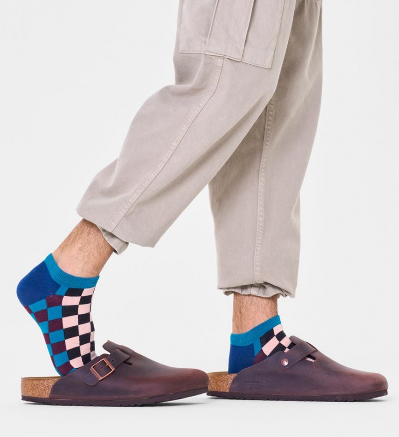 Happy Socks Checkerboard Low Socken Unisex Blau | Schweiz 24306IUBG