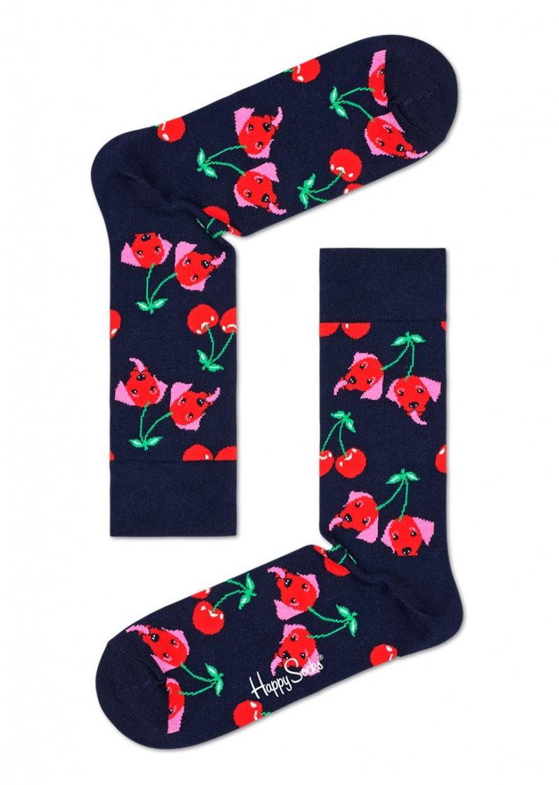 Happy Socks Cherry Dog Socken Unisex Schwarz | Schweiz 19567TMWB