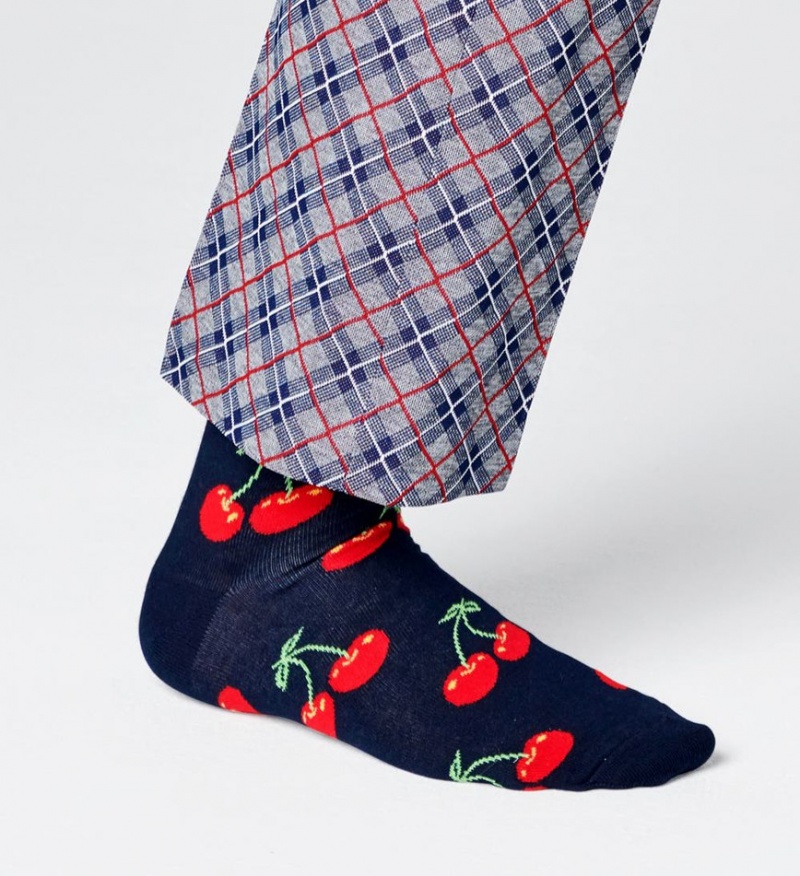 Happy Socks Cherry Socken Unisex Navy | Schweiz 45307FGWS