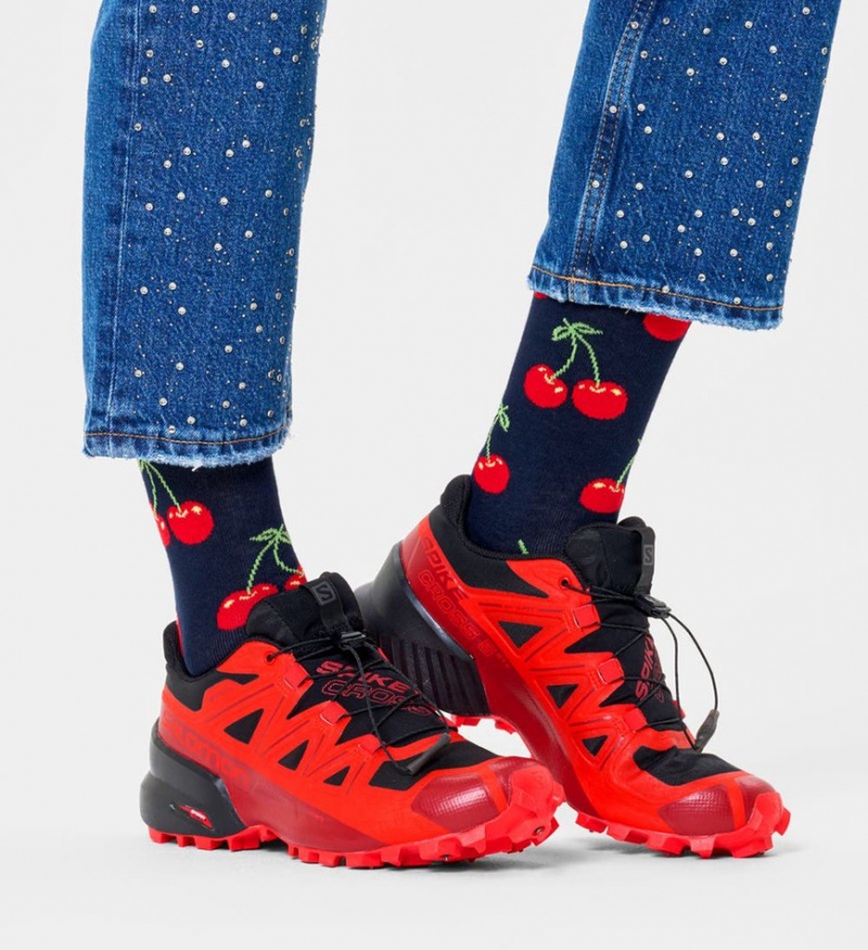 Happy Socks Cherry Socken Unisex Navy | Schweiz 53709XVFB