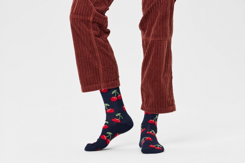 Happy Socks Cherry Socken Unisex Navy | Schweiz 53709XVFB