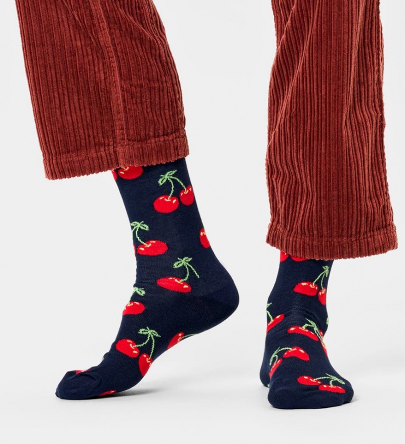 Happy Socks Cherry Socken Unisex Navy | Schweiz 53709XVFB