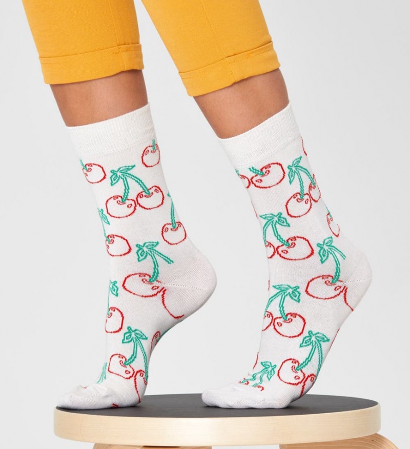 Happy Socks Cherry Socken Unisex Weiß | Schweiz 61039FHZJ