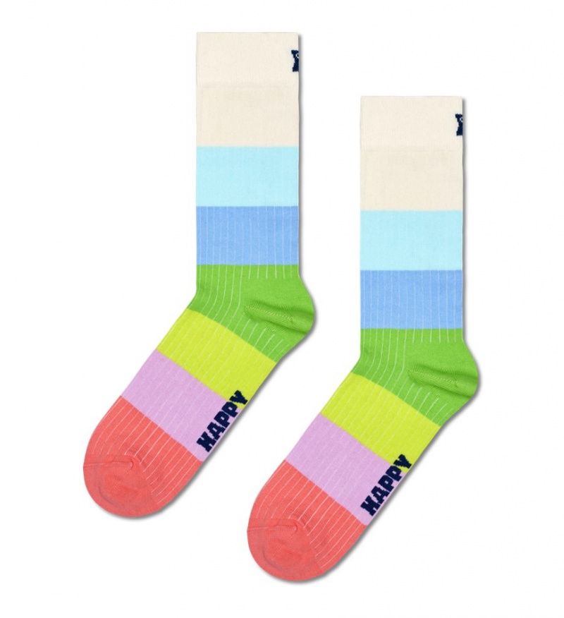 Happy Socks Chunky Stripe Socken Unisex Weiß | Schweiz 54679SBKO