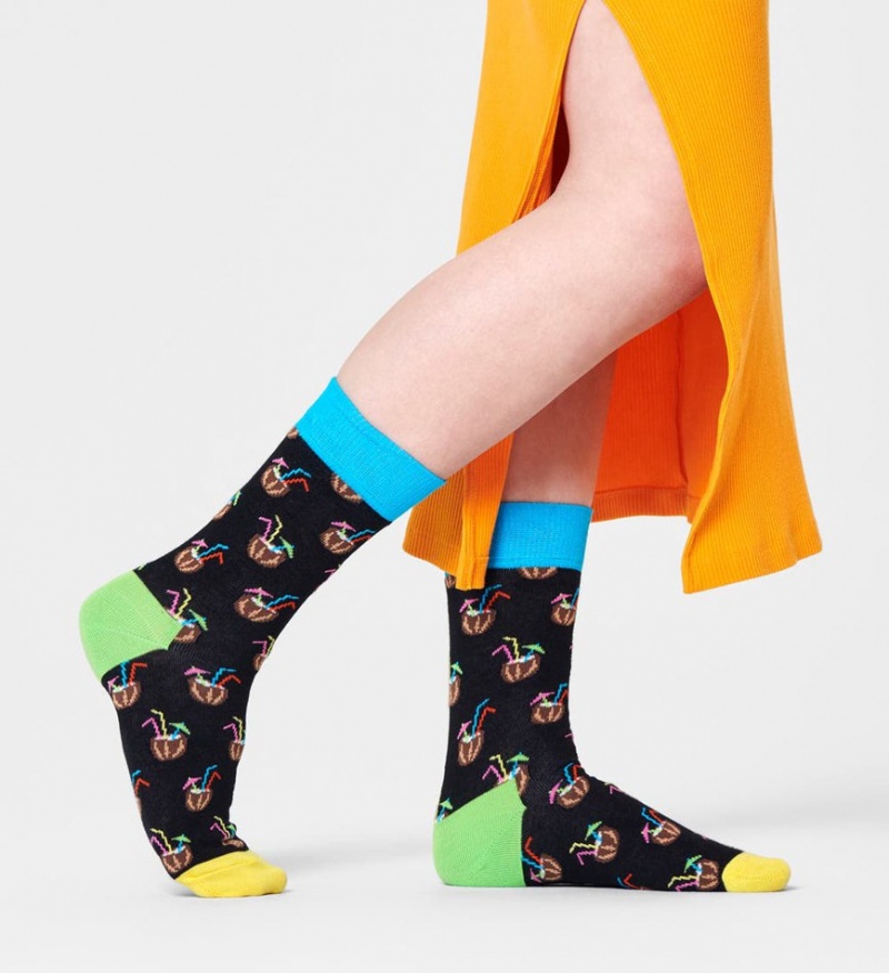 Happy Socks Coconut Cocktail Socken Unisex Schwarz | Schweiz 47589MKDC