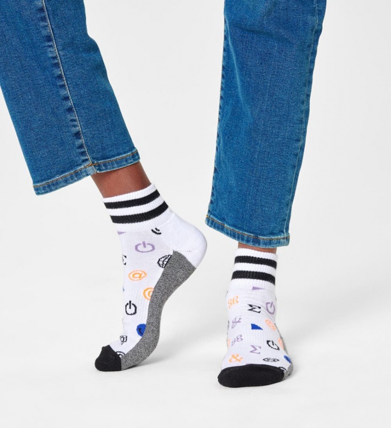 Happy Socks Ctrl Alt Del 1/4 Crew Socken Unisex Weiß | Schweiz 62431QKLH