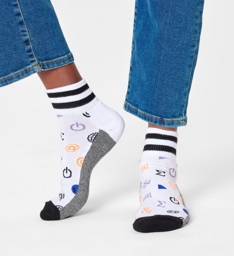 Happy Socks Ctrl Alt Del 1/4 Crew Socken Unisex Weiß | Schweiz 62431QKLH