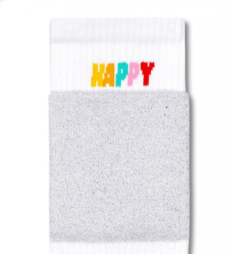 Happy Socks Cuff 3/4 Crew Socken Unisex Weiß | Schweiz 04327YESA