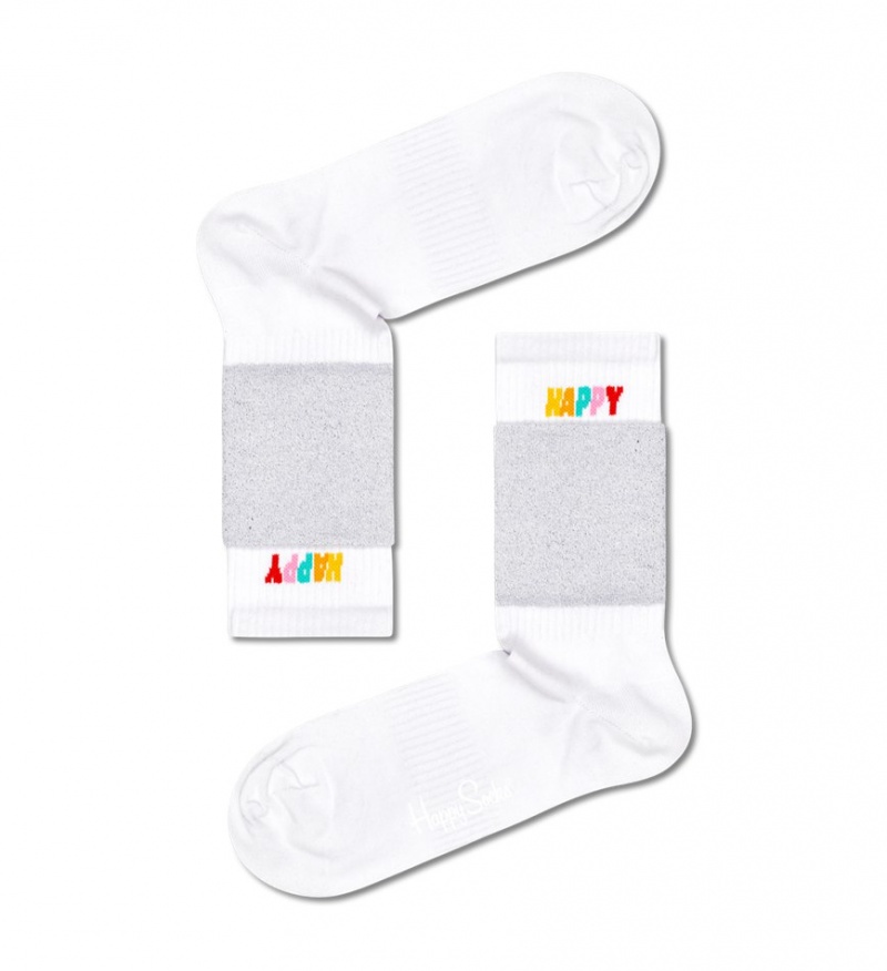 Happy Socks Cuff 3/4 Crew Socken Unisex Weiß | Schweiz 04327YESA