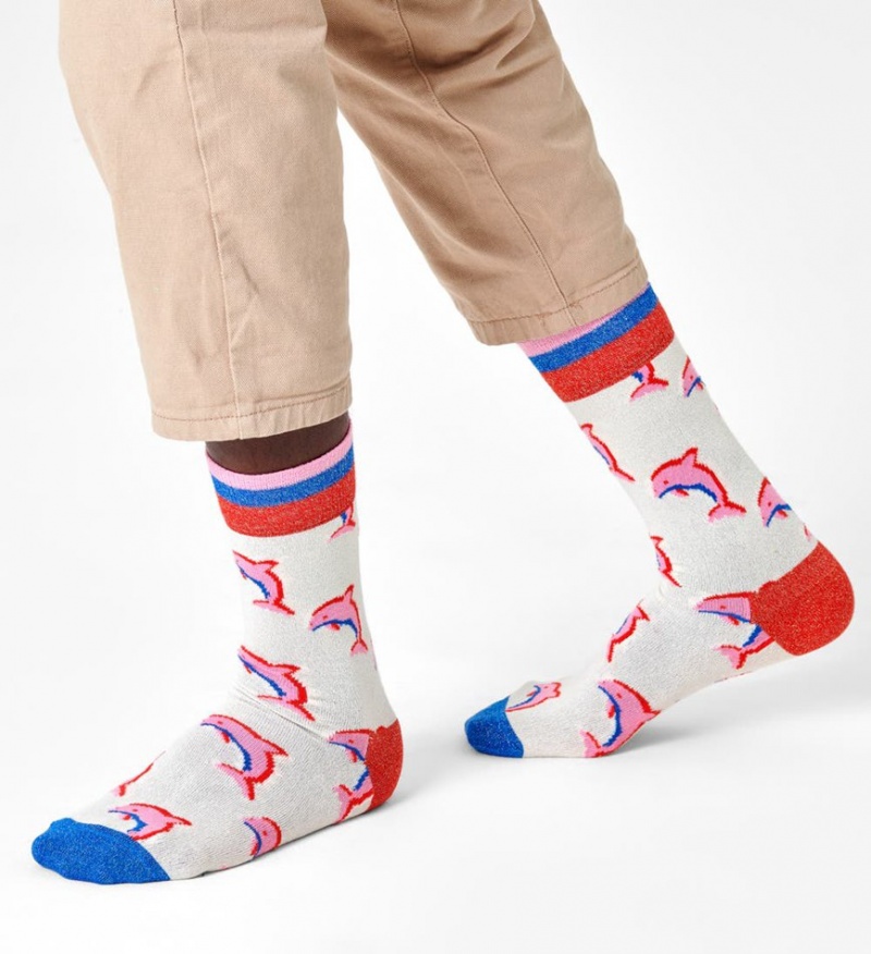 Happy Socks Dolphin Socken Unisex Weiß | Schweiz 25704FUDR