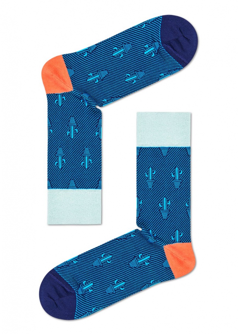 Happy Socks Dressed Cactus Crew Socken Unisex Navy | Schweiz 32098FLHJ