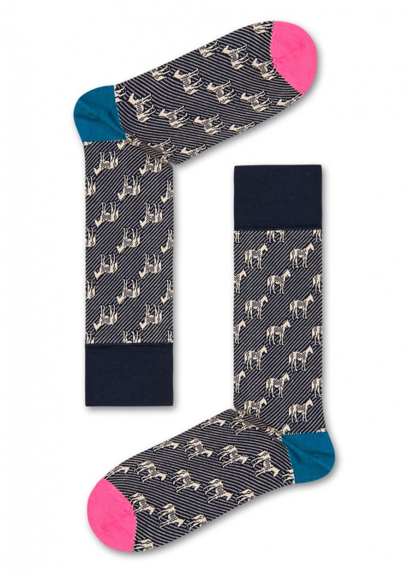 Happy Socks Dressed Horse Socken Unisex Navy | Schweiz 45217EJVB