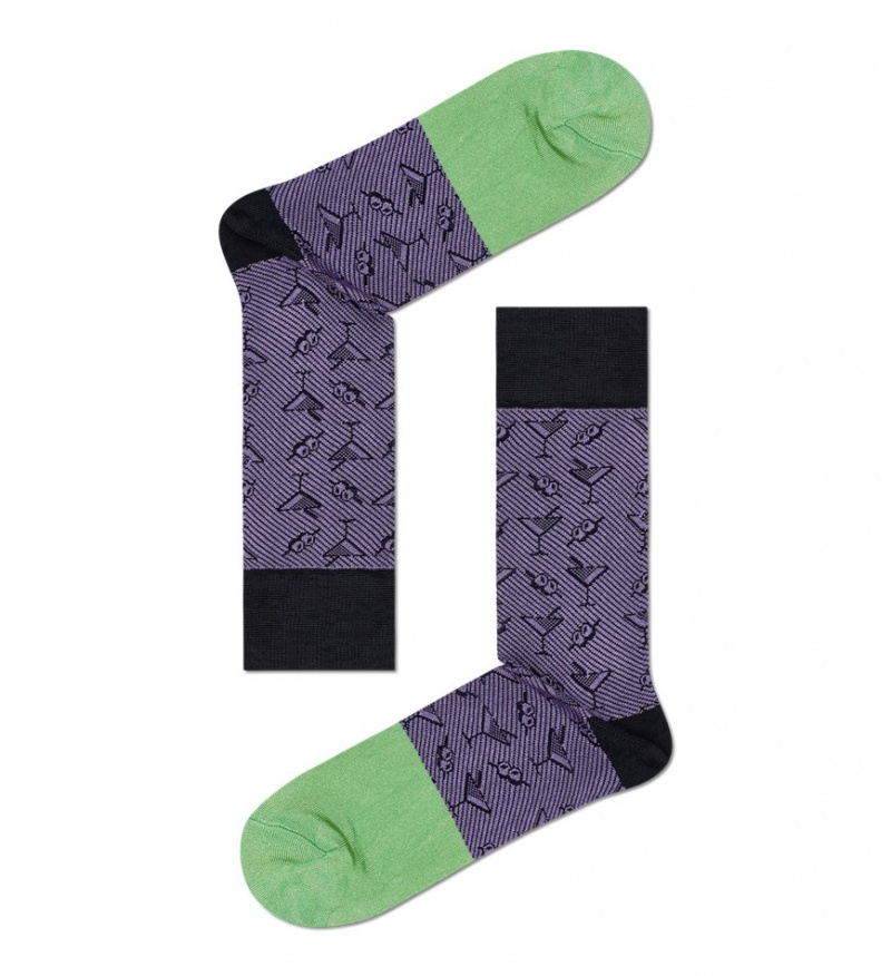 Happy Socks Dressed Martini Crew Socken Unisex Dunkellila | Schweiz 19805OLFK