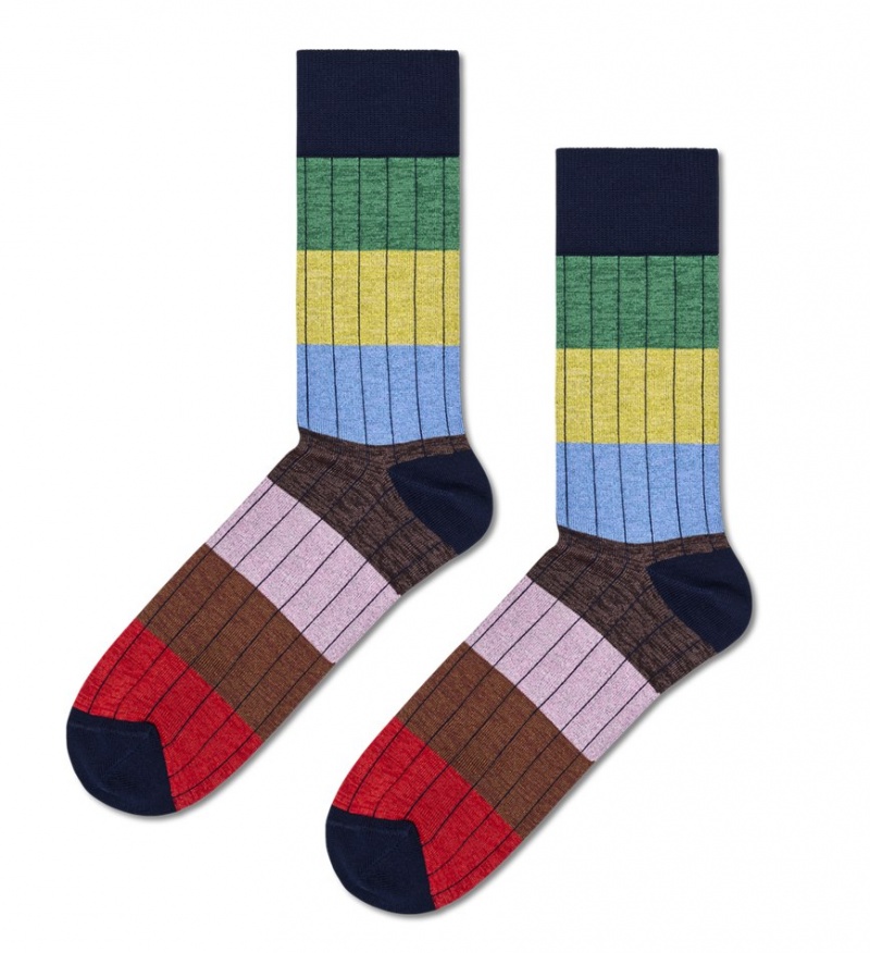 Happy Socks Dressed Multi Stripe Socken Unisex Navy | Schweiz 08476CHXT