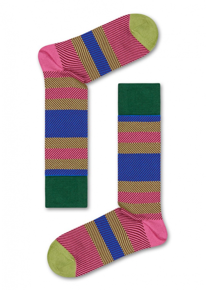 Happy Socks Dressed Multi Stripe Socken Unisex Grün | Schweiz 41378FWBH