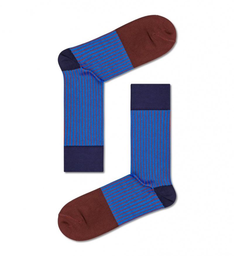 Happy Socks Dressed Stripe Rib Socken Unisex Blau | Schweiz 16704LXGJ