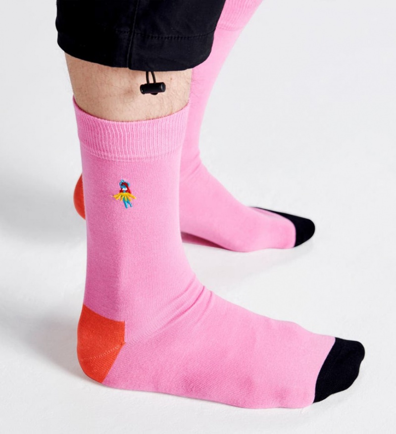 Happy Socks Embroidery Hula Dancer Socken Unisex Rosa | Schweiz 69205RNCD