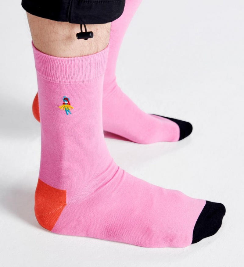 Happy Socks Embroidery Hula Dancer Socken Unisex Rosa | Schweiz 69205RNCD