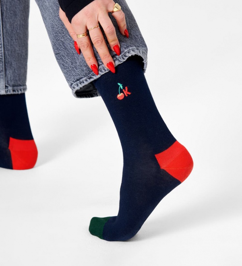 Happy Socks Embroidery Its Ok Socken Unisex Navy | Schweiz 02917OWPG