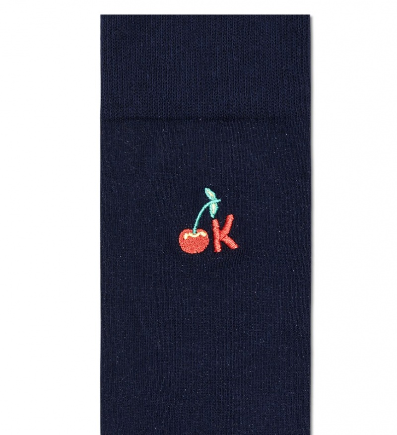 Happy Socks Embroidery Its Ok Socken Unisex Navy | Schweiz 02917OWPG