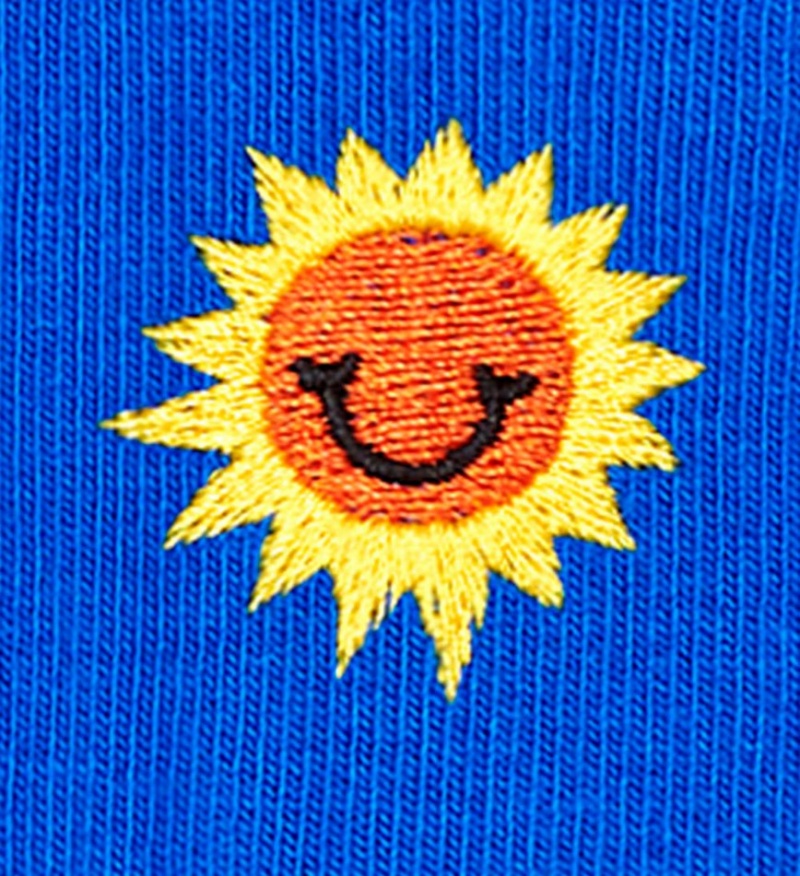 Happy Socks Embroidery Sunny Smile Socken Unisex Blau | Schweiz 25349PNQL