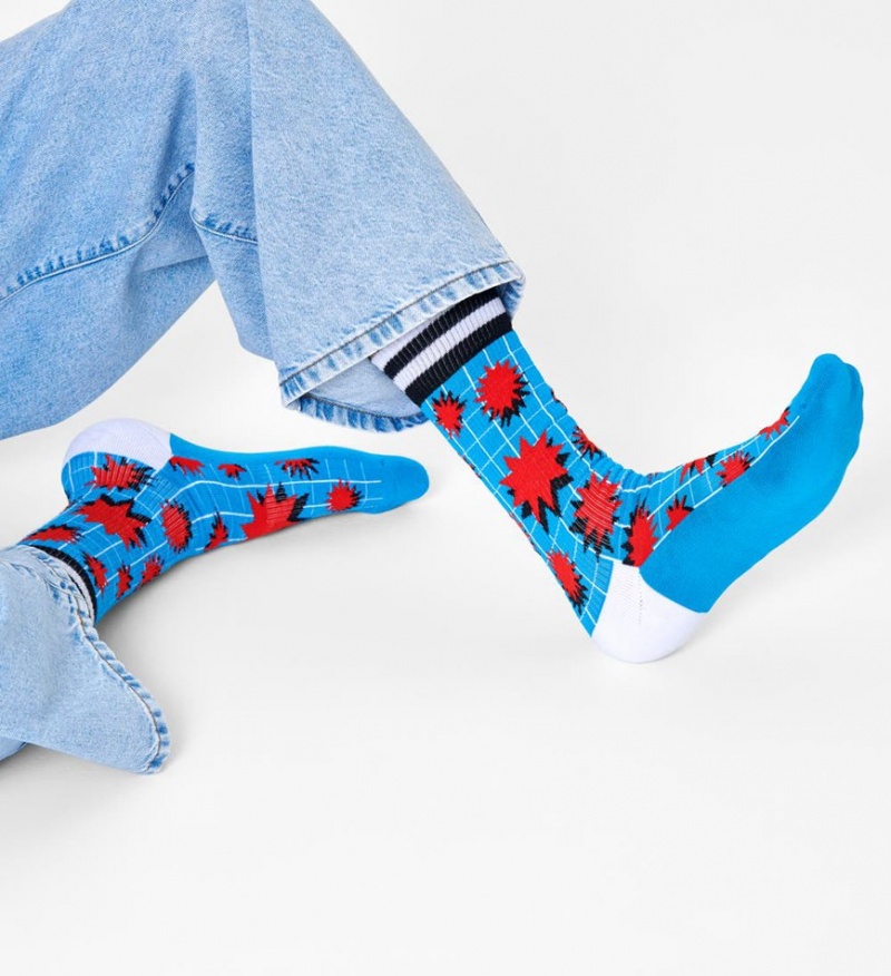 Happy Socks Explosion Crew Socken Unisex Blau | Schweiz 70985WLYK