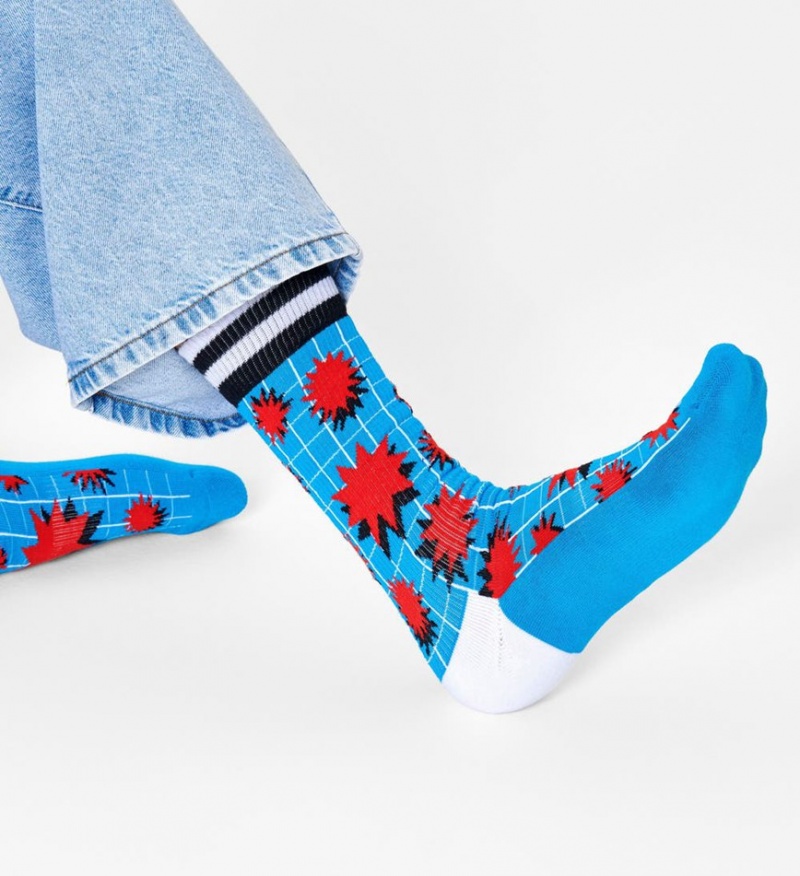 Happy Socks Explosion Crew Socken Unisex Blau | Schweiz 70985WLYK