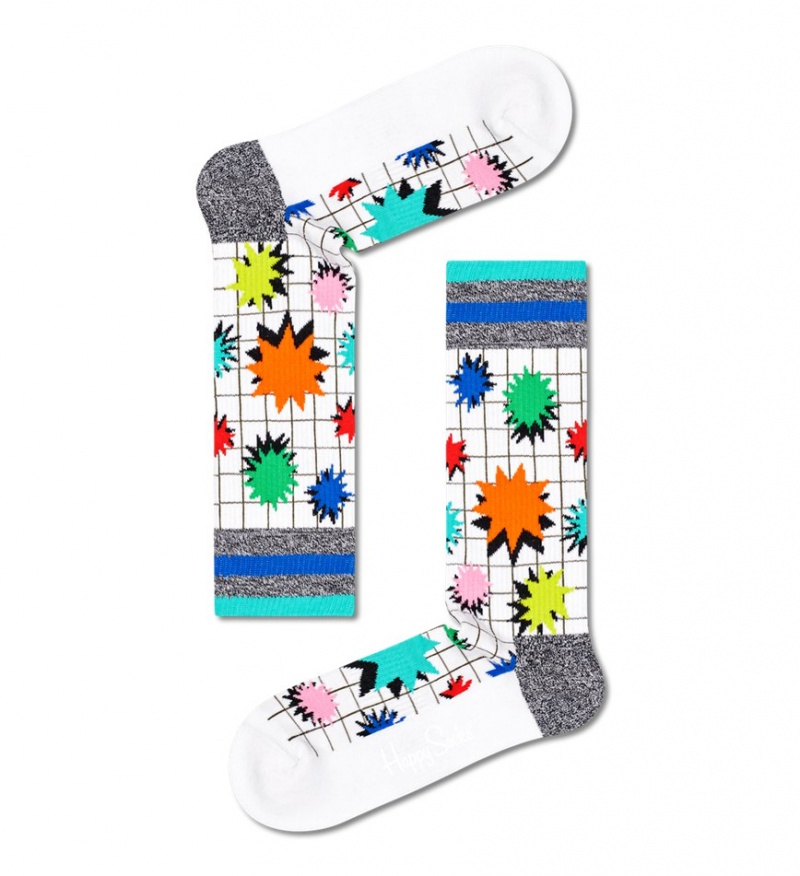 Happy Socks Explosion Crew Socken Unisex Weiß | Schweiz 12654RAIX