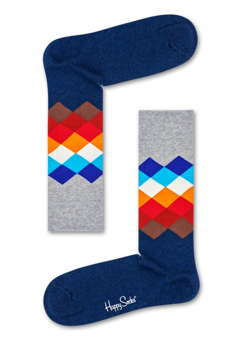 Happy Socks Faded Diamond Socken Unisex Navy | Schweiz 98073ZKDM