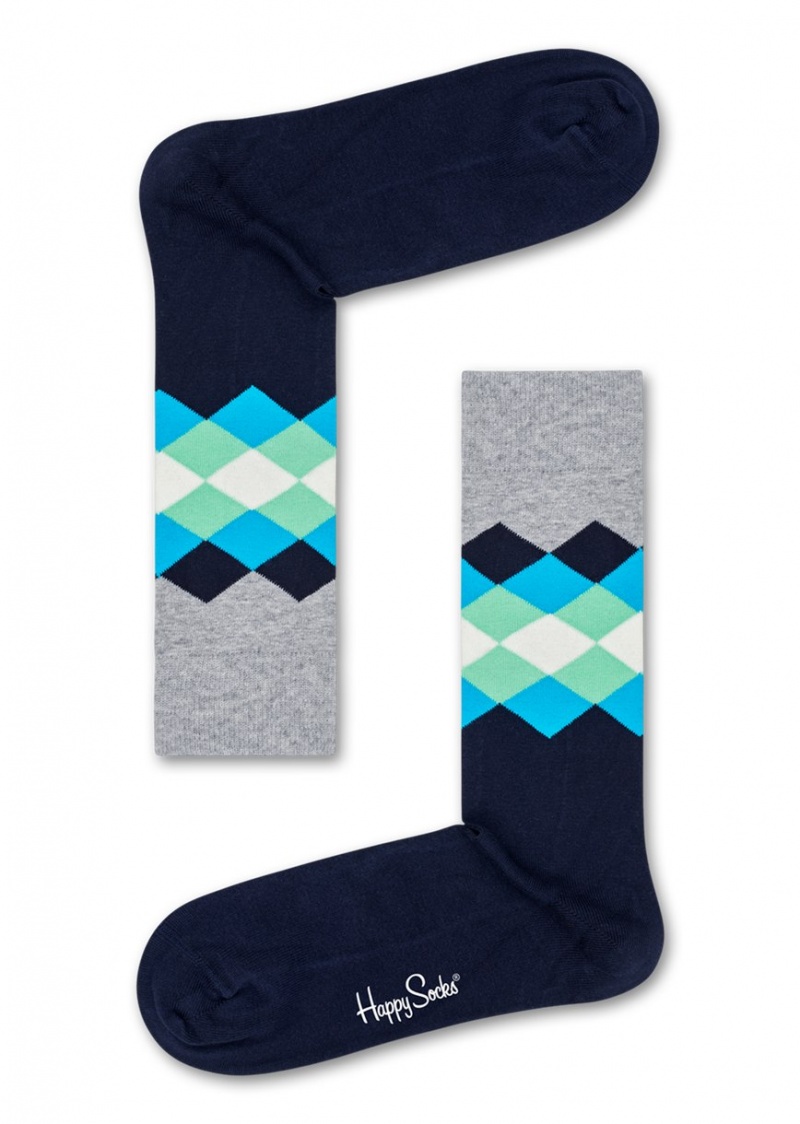 Happy Socks Faded Diamond Socken Unisex Navy | Schweiz 45036CGKZ