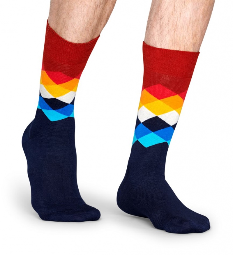 Happy Socks Faded Diamond Socken Unisex Navy | Schweiz 35672YXDN