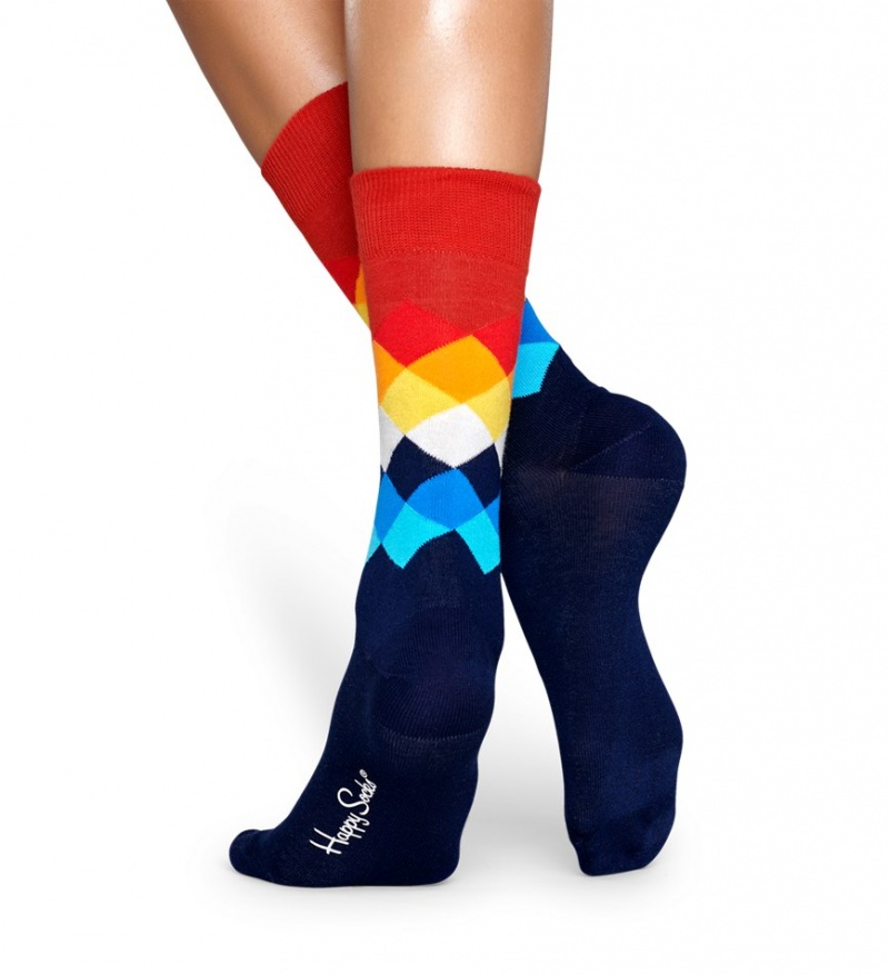 Happy Socks Faded Diamond Socken Unisex Navy | Schweiz 35672YXDN