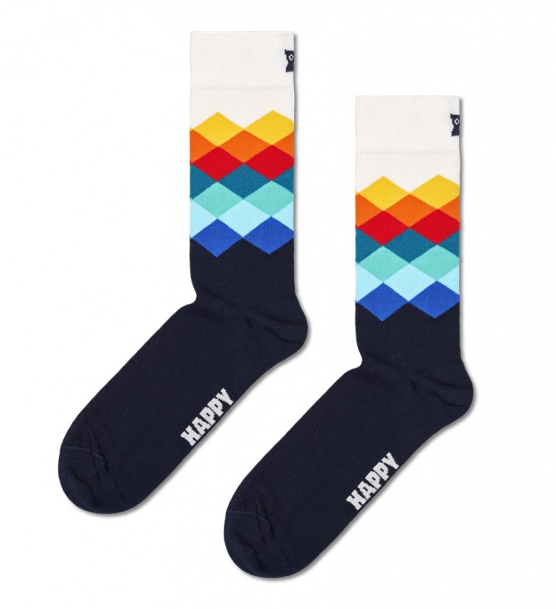 Happy Socks Faded Diamond Socken Unisex Navy | Schweiz 82073PCRS