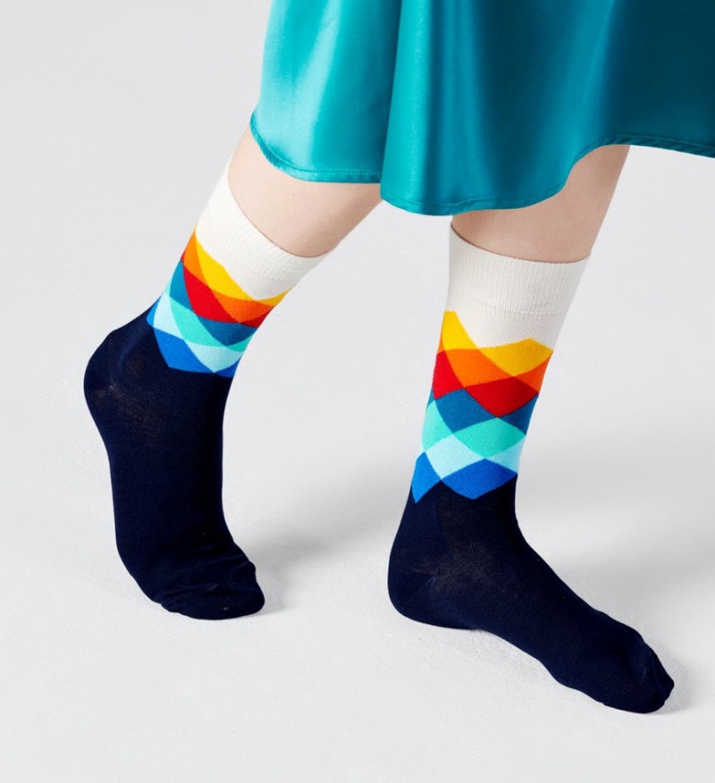 Happy Socks Faded Diamond Socken Unisex Navy | Schweiz 05486PFQV