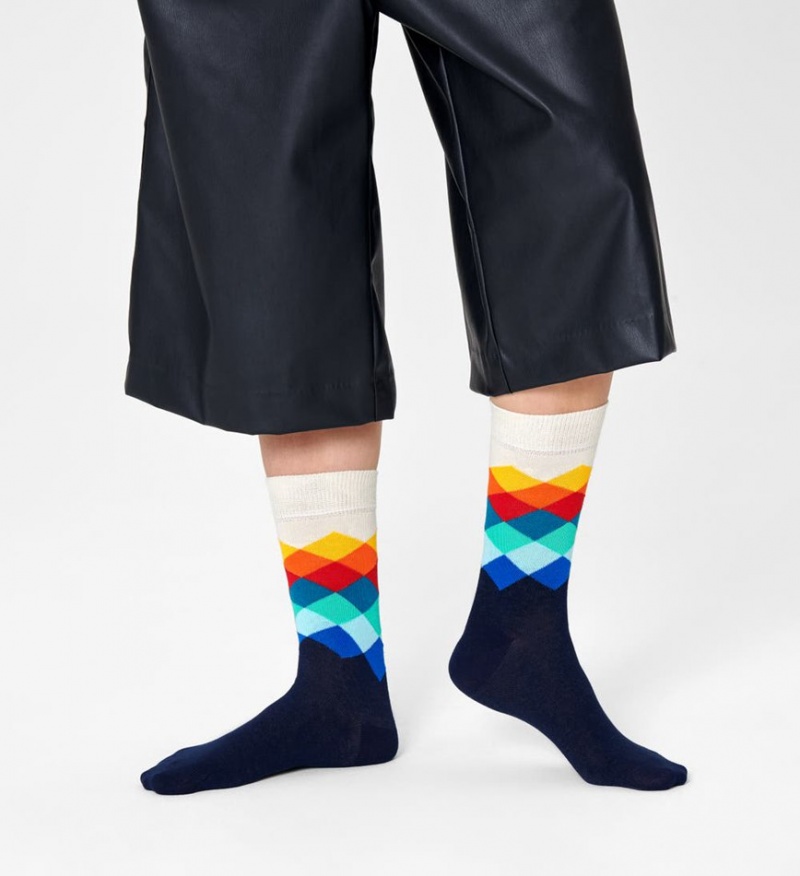 Happy Socks Faded Diamond Socken Unisex Navy | Schweiz 05486PFQV