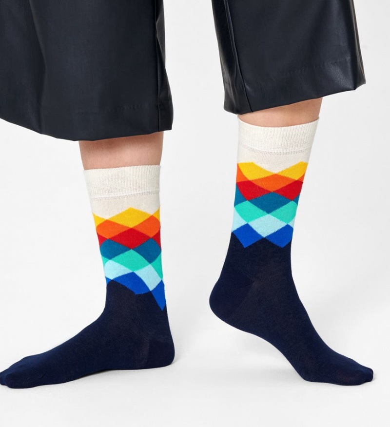 Happy Socks Faded Diamond Socken Unisex Navy | Schweiz 05486PFQV